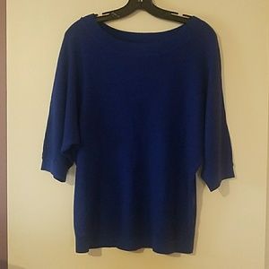 NY&CO L Royal blue waffle knit 3/4 sleeve sweater